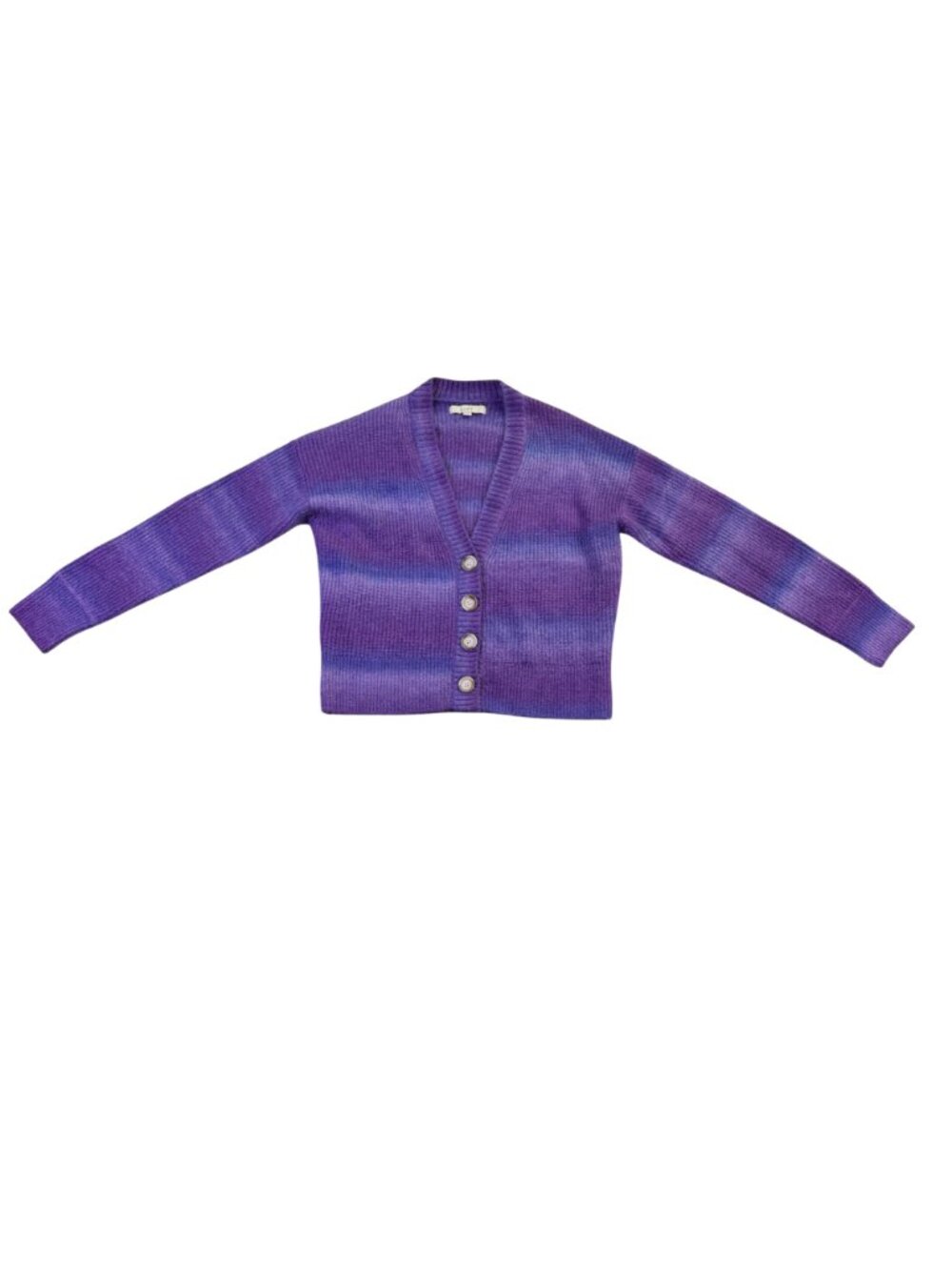 Loft Womens Purple Button-Up Cardigan Sweater Size Medium Ribbed Knit - Picture 2 of 6